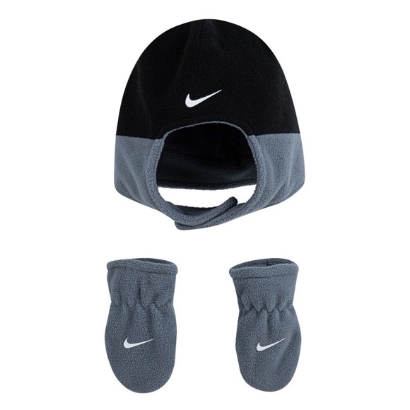 Nike Other - Nike Fleece Chin Strap Trapper Hat & Mittens Set